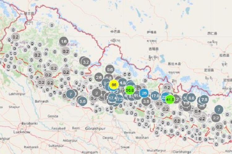 बागमती, गण्डकी र लुम्बिनी प्रदेशका केही ठाउँमा हल्कादेखि मध्यम वर्षा