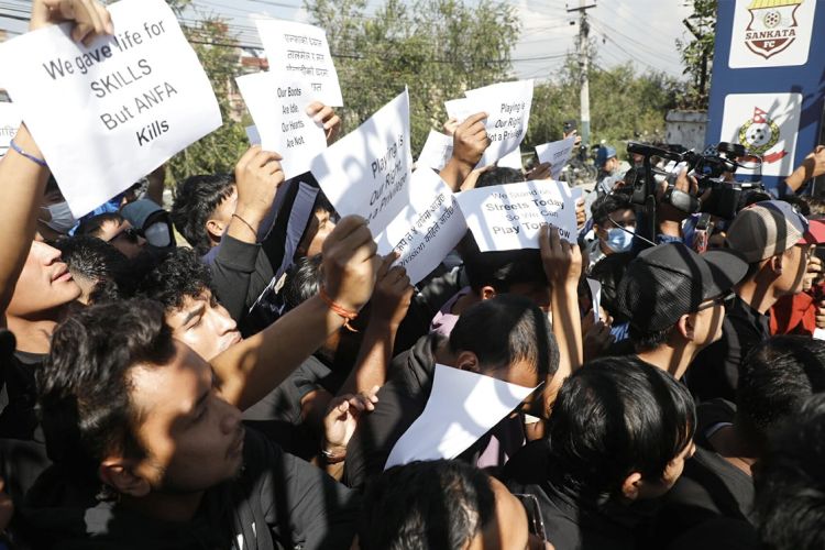 एन्फा मुख्यालयमा खेलाडीको प्रदर्शन