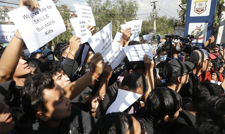एन्फा मुख्यालयमा खेलाडीको प्रदर्शन
