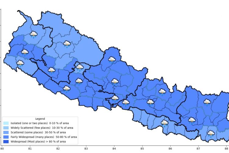 आज देशभर बदली, केही स्थानमा भारी वर्षाको सम्भावना