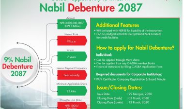 तीन अर्ब रूपैयाँ बराबरको ऋणपत्र निष्काशन गर्दै नबिल बैंक