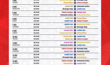 एनपिएलको खेल तालिका सार्वजनिक